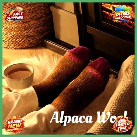 Alpaca Wool Thermal Compression Socks 2 Pairs Men Women Hiking Hunting - Picture 2 of 7